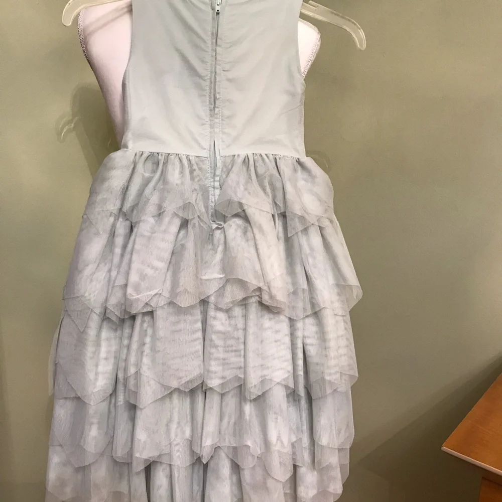 ☀️H&M Girl’s Pale Green Sequined Hi Low Dress, 5-6 yrs
